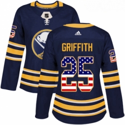 Womens Adidas Buffalo Sabres 25 Seth Griffith Authentic Navy Blue USA Flag Fashion NHL Jersey 