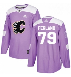 Mens Adidas Calgary Flames 79 Michael Ferland Authentic Purple Fights Cancer Practice NHL Jersey 