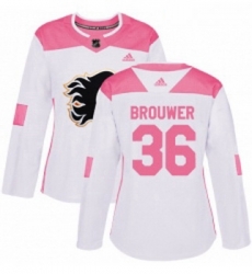 Womens Adidas Calgary Flames 36 Troy Brouwer Authentic WhitePink Fashion NHL Jersey Womens Adidas Calgary Flames 36 Troy Brouwer Authentic WhitePink Fashion NHL Jersey