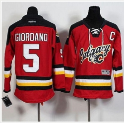 Calgary Flames #5 Mark Giordano Red Alternate Stitched Youth NHL Jersey