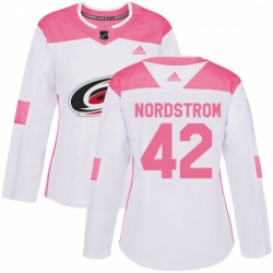 Womens Adidas Carolina Hurricanes 42 Joakim Nordstrom Authentic WhitePink Fashion NHL Jersey 