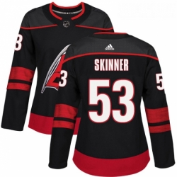 Womens Adidas Carolina Hurricanes 53 Jeff Skinner Authentic Black Alternate NHL Jersey 