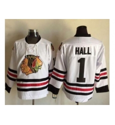 Chicago Blackhawks  #1 Glenn Hall White CCM Throwback Stitched NHL Jersey