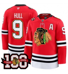 Men Chicago Blackhawks 9 Bobby Hull Red 2025 Home 100th Anniversary Stitched Hockey Jersey Men Chicago Blackhawks 9 Bobby Hull Red 2025 Home 100th Anniversary Stitched Hockey Jersey