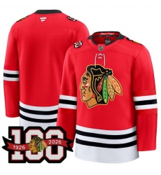 Men Chicago Blackhawks Blank Red 2025 Home 100th Anniversary Stitched Hockey Jersey Men Chicago Blackhawks Blank Red 2025 Home 100th Anniversary Stitched Hockey Jersey