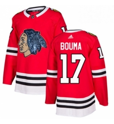Mens Adidas Chicago Blackhawks 17 Lance Bouma Authentic Red Fashion Gold NHL Jersey 