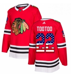 Mens Adidas Chicago Blackhawks 22 Jordin Tootoo Authentic Red USA Flag Fashion NHL Jersey 