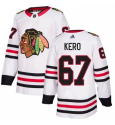 Mens Adidas Chicago Blackhawks 67 Tanner Kero Authentic White Away NHL Jersey 