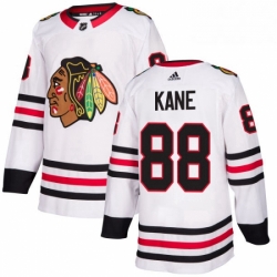 Mens Adidas Chicago Blackhawks 88 Patrick Kane Authentic White Away NHL Jersey 