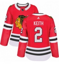 Womens Adidas Chicago Blackhawks 2 Duncan Keith Authentic Red Home NHL Jersey 