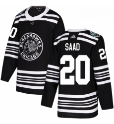 Youth Adidas Chicago Blackhawks 20 Brandon Saad Authentic Black 2019 Winter Classic NHL Jersey 