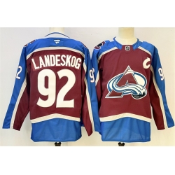 Men Colorado Avalanche 92 Gabriel Landeskog Burgundy 2024 25 With C Patch Stitched Jersey