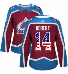 Womens Adidas Colorado Avalanche 14 Rene Robert Authentic Burgundy Red USA Flag Fashion NHL Jersey 