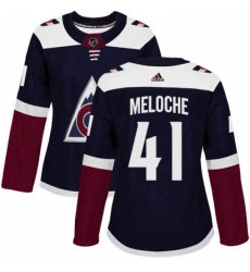 Womens Adidas Colorado Avalanche 41 Nicolas Meloche Authentic Navy Blue Alternate NHL Jersey 