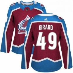 Womens Adidas Colorado Avalanche 49 Samuel Girard Authentic Burgundy Red Home NHL Jersey 