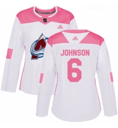Womens Adidas Colorado Avalanche 6 Erik Johnson Authentic WhitePink Fashion NHL Jersey Womens Adidas Colorado Avalanche 6 Erik Johnson Authentic WhitePink Fashion NHL Jersey