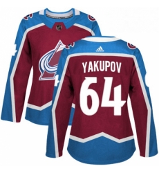 Womens Adidas Colorado Avalanche 64 Nail Yakupov Authentic Burgundy Red Home NHL Jersey 