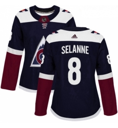 Womens Adidas Colorado Avalanche 8 Teemu Selanne Authentic Navy Blue Alternate NHL Jersey 