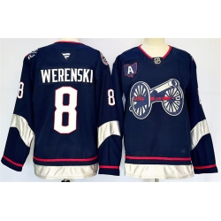 Men Columbus Blue Jackets 8 Zach Werenski Navy 2024 25 With A Patch Stitched Hockey Jersey