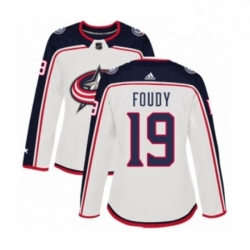 Womens Adidas Columbus Blue Jackets 19 Liam Foudy Authentic White Away NHL Jersey 