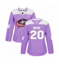 Womens Adidas Columbus Blue Jackets 20 Riley Nash Authentic Purple Fights Cancer Practice NHL Jersey Womens Adidas Columbus Blue Jackets 20 Riley Nash Authentic Purple Fights Cancer Practice NHL Jersey