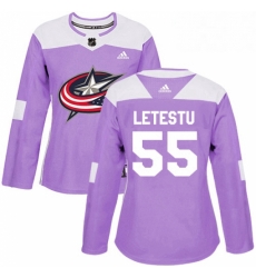 Womens Adidas Columbus Blue Jackets 55 Mark Letestu Authentic Purple Fights Cancer Practice NHL Jersey Womens Adidas Columbus Blue Jackets 55 Mark Letestu Authentic Purple Fights Cancer Practice NHL Jersey