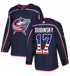 Youth Adidas Columbus Blue Jackets 17 Brandon Dubinsky Authentic Navy Blue USA Flag Fashion NHL Jersey 