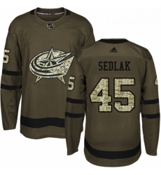 Youth Adidas Columbus Blue Jackets 45 Lukas Sedlak Premier Green Salute to Service NHL Jersey 