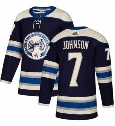 Youth Adidas Columbus Blue Jackets 7 Jack Johnson Authentic Navy Blue Alternate NHL Jersey 