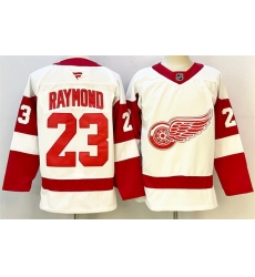 Men Detroit Red Wings 23 Lucas Raymond White 2024 25 Stitched Jersey
