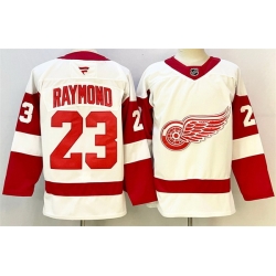 Men Detroit Red Wings 23 Lucas Raymond White 2024 25 Stitched Jersey
