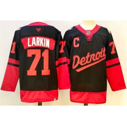 Men Detroit Red Wings 71 Dylan Larkin Black With C Patch 2024 25 Stitched Jersey