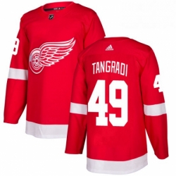 Mens Adidas Detroit Red Wings 49 Eric Tangradi Premier Red Home NHL Jersey 