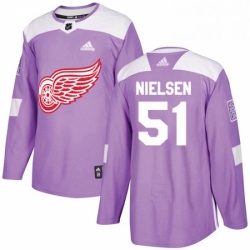 Mens Adidas Detroit Red Wings 51 Frans Nielsen Authentic Purple Fights Cancer Practice NHL Jersey 