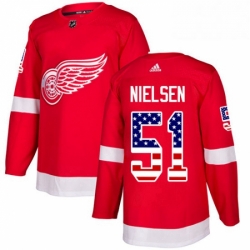 Mens Adidas Detroit Red Wings 51 Frans Nielsen Authentic Red USA Flag Fashion NHL Jersey 