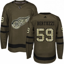 Mens Adidas Detroit Red Wings 59 Tyler Bertuzzi Authentic Green Salute to Service NHL Jersey 