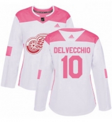 Womens Adidas Detroit Red Wings 10 Alex Delvecchio Authentic WhitePink Fashion NHL Jersey Womens Adidas Detroit Red Wings 10 Alex Delvecchio Authentic WhitePink Fashion NHL Jersey