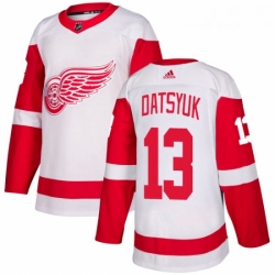 Womens Adidas Detroit Red Wings 13 Pavel Datsyuk Authentic White Away NHL Jersey 