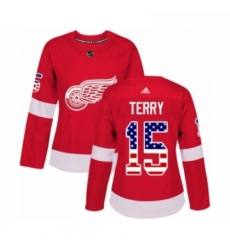 Womens Adidas Detroit Red Wings 15 Chris Terry Authentic Red USA Flag Fashion NHL Jersey Womens Adidas Detroit Red Wings 15 Chris Terry Authentic Red USA Flag Fashion NHL Jersey