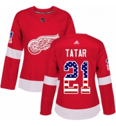 Womens Adidas Detroit Red Wings 21 Tomas Tatar Authentic Red USA Flag Fashion NHL Jersey Womens Adidas Detroit Red Wings 21 Tomas Tatar Authentic Red USA Flag Fashion NHL Jersey