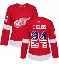 Womens Adidas Detroit Red Wings 24 Chris Chelios Authentic Red USA Flag Fashion NHL Jersey Womens Adidas Detroit Red Wings 24 Chris Chelios Authentic Red USA Flag Fashion NHL Jersey