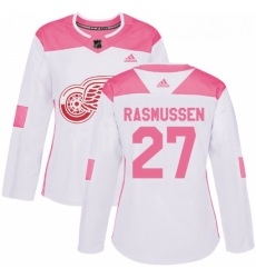 Womens Adidas Detroit Red Wings 27 Michael Rasmussen Authentic WhitePink Fashion NHL Jersey Womens Adidas Detroit Red Wings 27 Michael Rasmussen Authentic WhitePink Fashion NHL Jersey