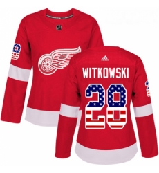 Womens Adidas Detroit Red Wings 28 Luke Witkowski Authentic Red USA Flag Fashion NHL Jersey Womens Adidas Detroit Red Wings 28 Luke Witkowski Authentic Red USA Flag Fashion NHL Jersey
