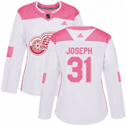 Womens Adidas Detroit Red Wings 31 Curtis Joseph Authentic WhitePink Fashion NHL Jersey 