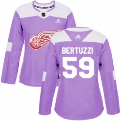 Womens Adidas Detroit Red Wings 59 Tyler Bertuzzi Authentic Purple Fights Cancer Practice NHL Jersey 