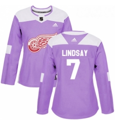 Womens Adidas Detroit Red Wings 7 Ted Lindsay Authentic Purple Fights Cancer Practice NHL Jersey Womens Adidas Detroit Red Wings 7 Ted Lindsay Authentic Purple Fights Cancer Practice NHL Jersey