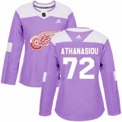 Womens Adidas Detroit Red Wings 72 Andreas Athanasiou Authentic Purple Fights Cancer Practice NHL Jersey 