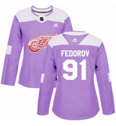 Womens Adidas Detroit Red Wings 91 Sergei Fedorov Authentic Purple Fights Cancer Practice NHL Jersey Womens Adidas Detroit Red Wings 91 Sergei Fedorov Authentic Purple Fights Cancer Practice NHL Jersey