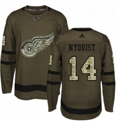 Youth Adidas Detroit Red Wings 14 Gustav Nyquist Premier Green Salute to Service NHL Jersey 