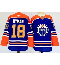 Men Edmonton Oilers 18 Zach Hyman Royal 2024 25 Stitched Jersey